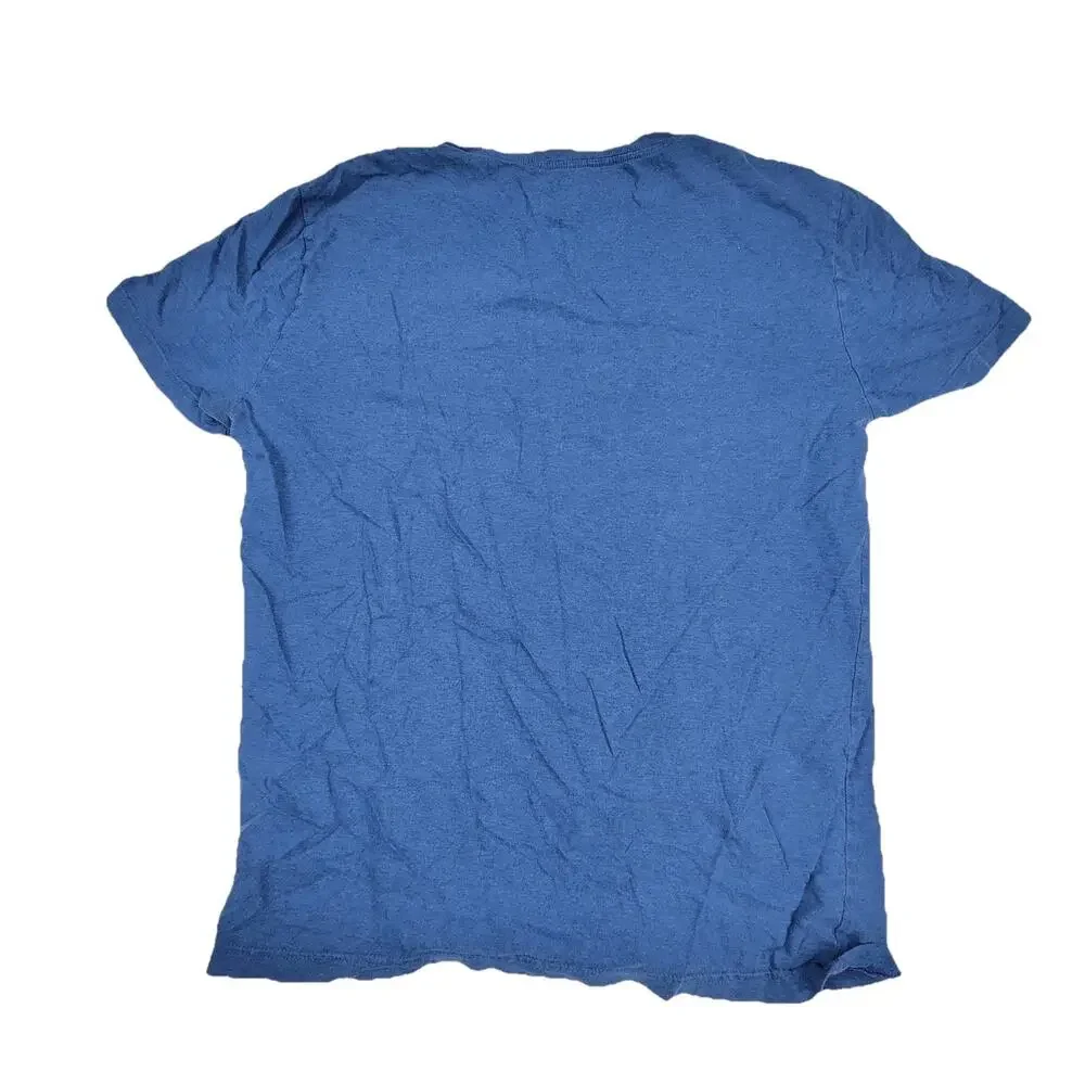 Banana Republic Shirt Mens Medium Blue Short Sleeve V Neck Tagless Tee Casual